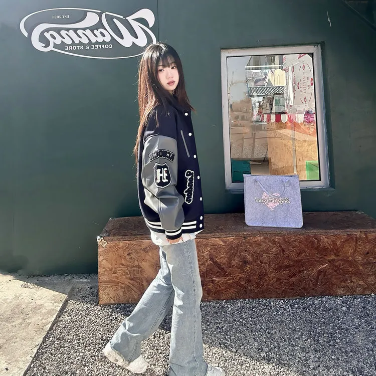 XIAOJUCHUANLI Jackets & Coats Women's Navy Blue-3