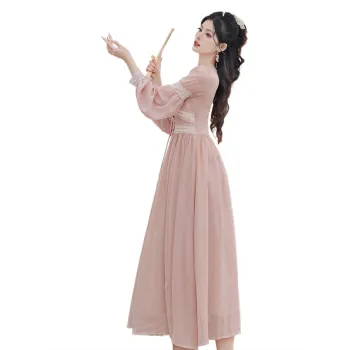 XIAOJUCHUANLI Long Sleeved Dresses Women's Pink