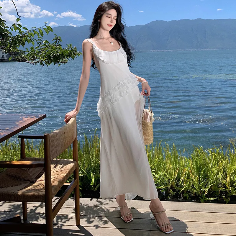 XIAOJUCHUANLI Sleeveless Dress Women's White-4