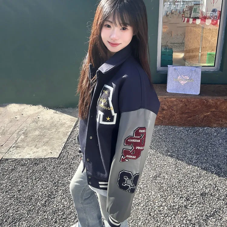 XIAOJUCHUANLI Jackets & Coats Women's Navy Blue-4