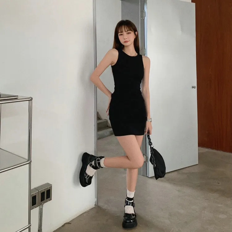 XIAOJUCHUANLI Sleeveless Dress Women's Black-3