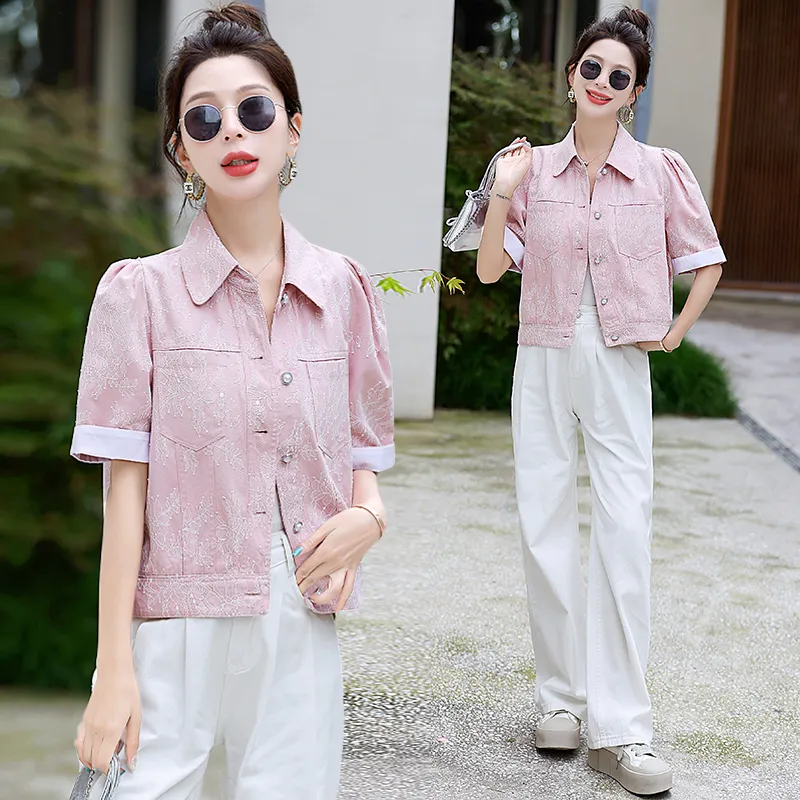 XIAOJUCHUANLI Denim Jacket Women's-1