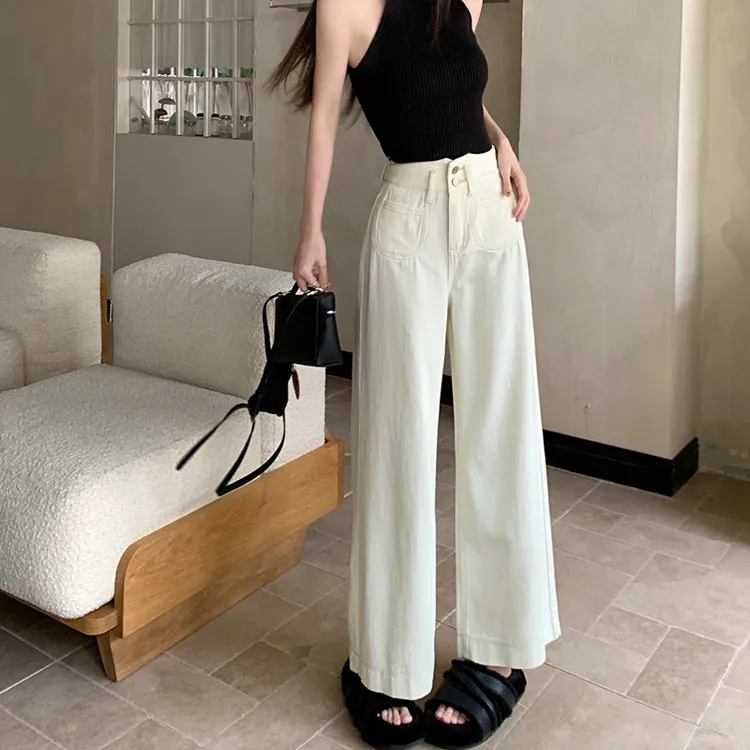XIAOJUCHUANLI Jeans Women's Apricot-2