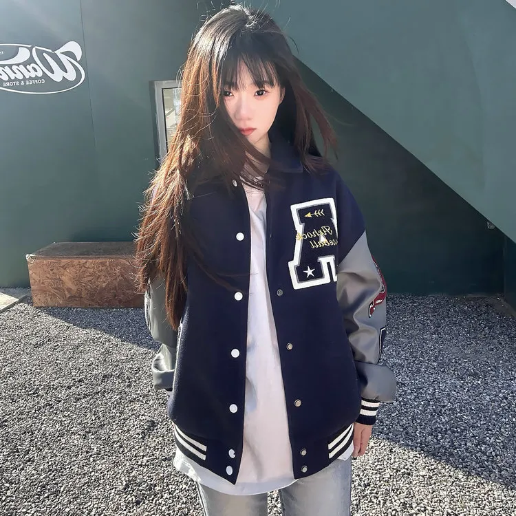 XIAOJUCHUANLI Jackets & Coats Women's Navy Blue-2