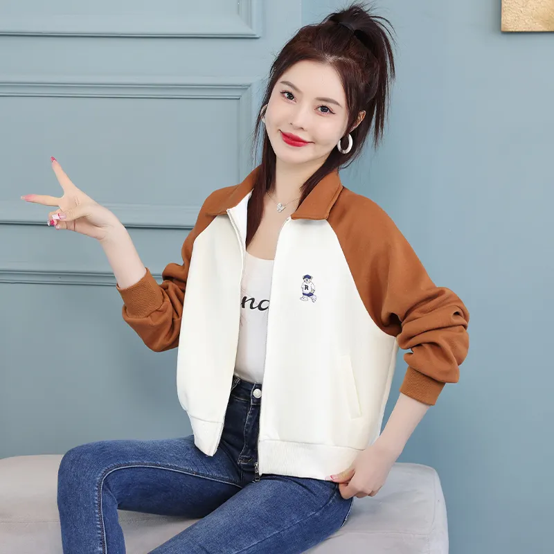 XIAOJUCHUANLI Jacket Women's Color Block Patchwork-1