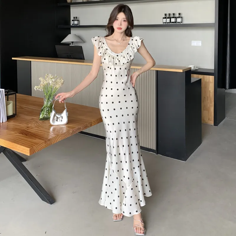 XIAOJUCHUANLI Sleeveless Dress Women's Polka Dot Skirt-1