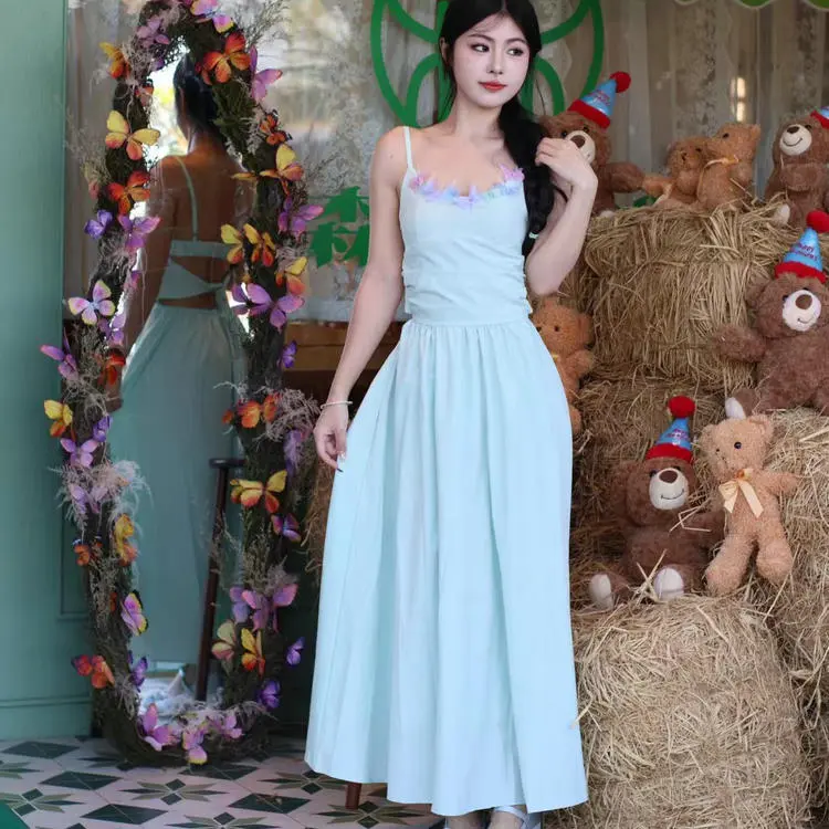 XIAOJUCHUANLI Slip Dress Women's Mint Green-2