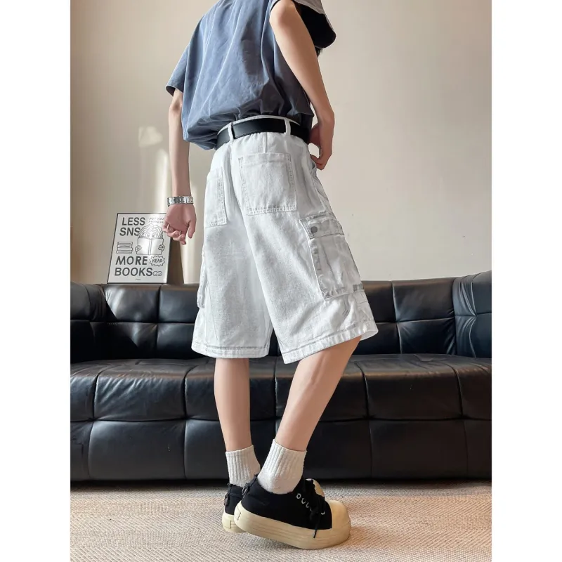 RVANGUARD Denim Shorts Unisex White-1