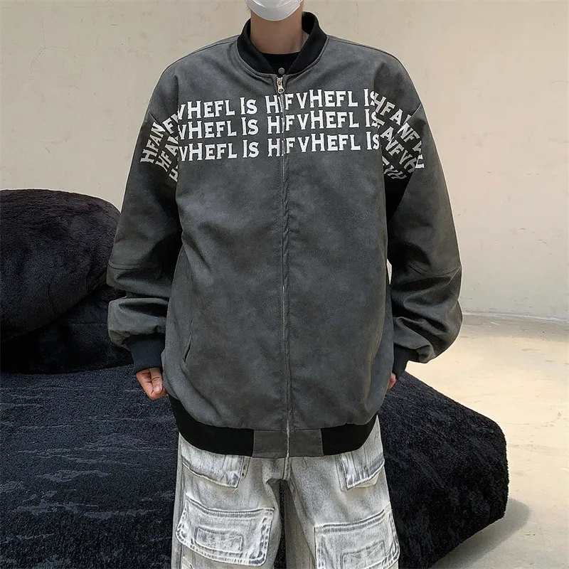 Individual Leather Jacket Single Item Unisex Classic Black Gray Tone-6