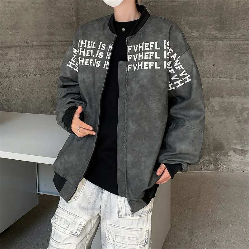 RVANGUARD Leather Jacket Unisex Black Gray-4