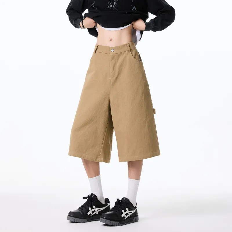 RICE NINE TEN Casual Shorts Unisex Khaki-3