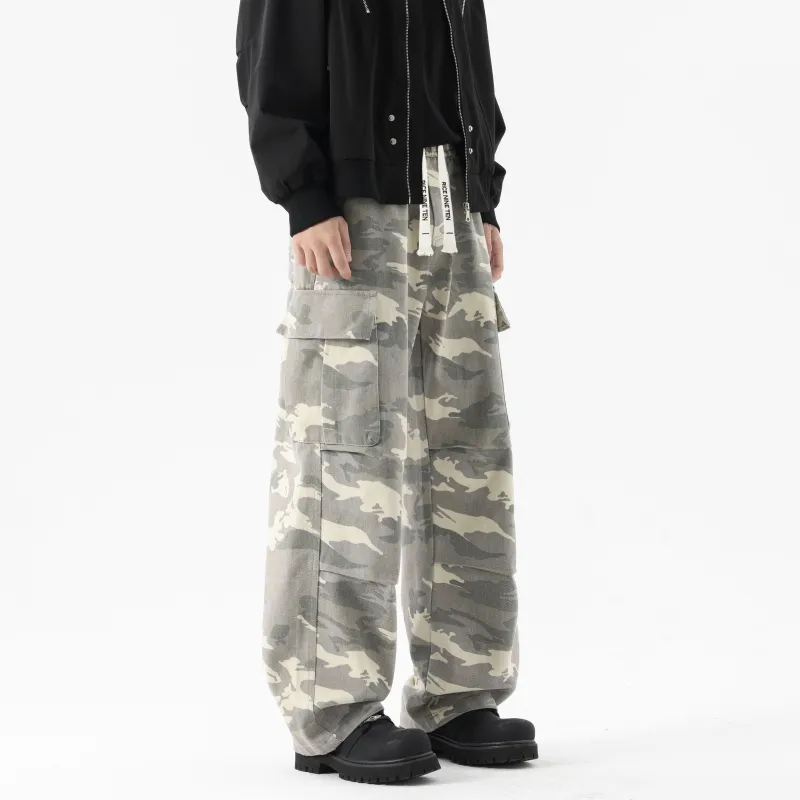 RICE NINE TEN Jeans Unisex Leopard Print Coffee-5