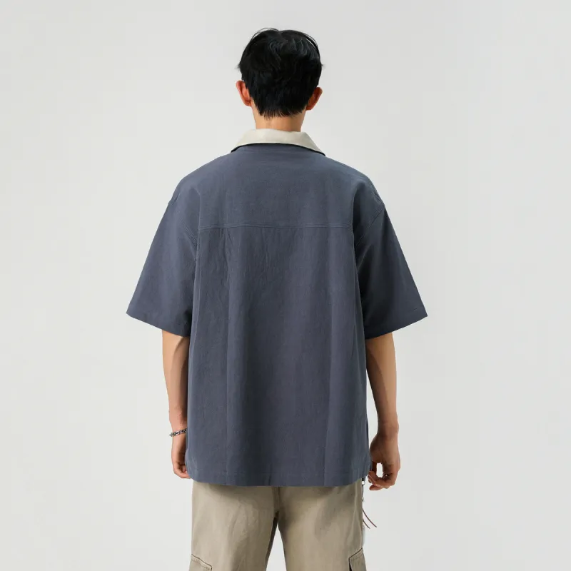 WELTER EXPERIMENT Polo Style Top Unisex Smoke Blue-13