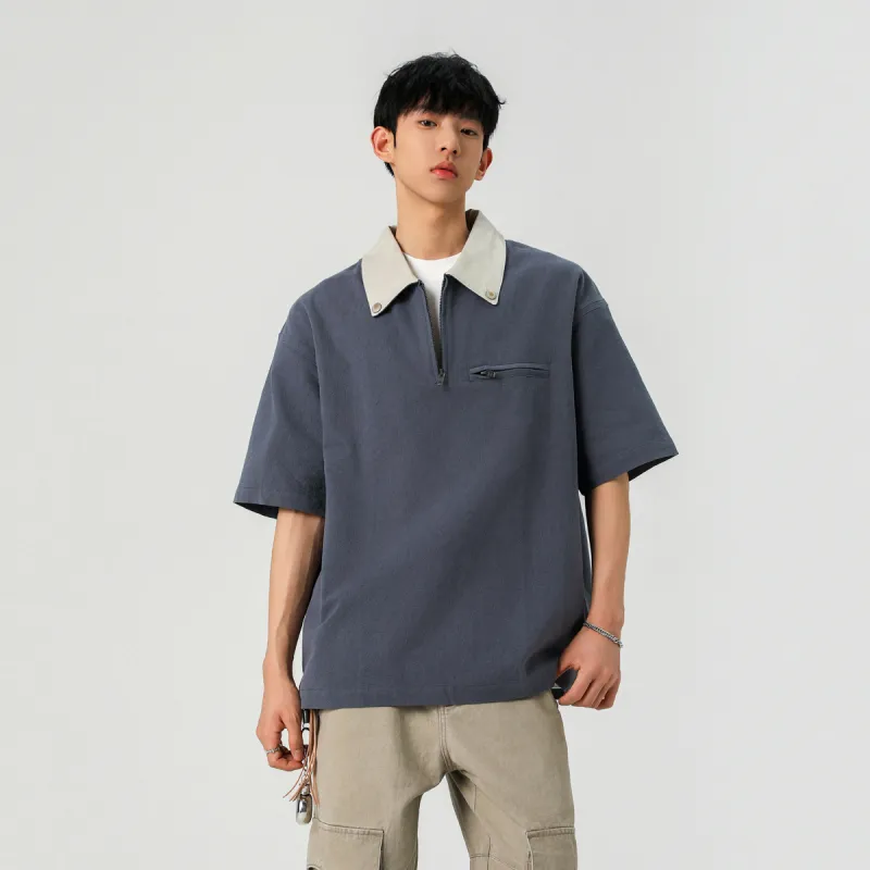 WELTER EXPERIMENT Polo Style Top Unisex Smoke Blue-14