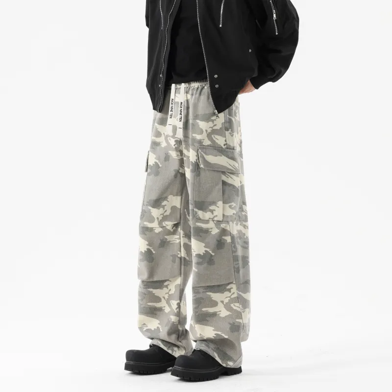 RICE NINE TEN Jeans Unisex Leopard Print Coffee-6