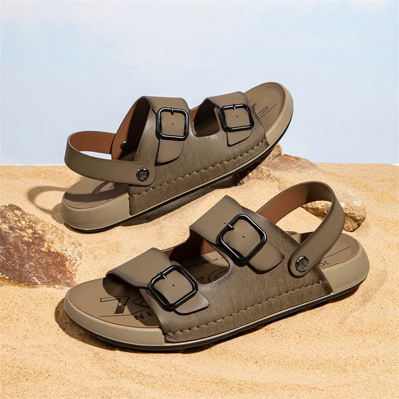 JOSINY Beach Sandals Men Black/Khaki-13
