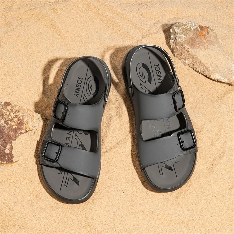 JOSINY Beach Sandals Men Black/Khaki-6