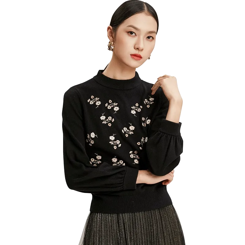 QIAOWANNI Knitwear Women's Phantom Black-1
