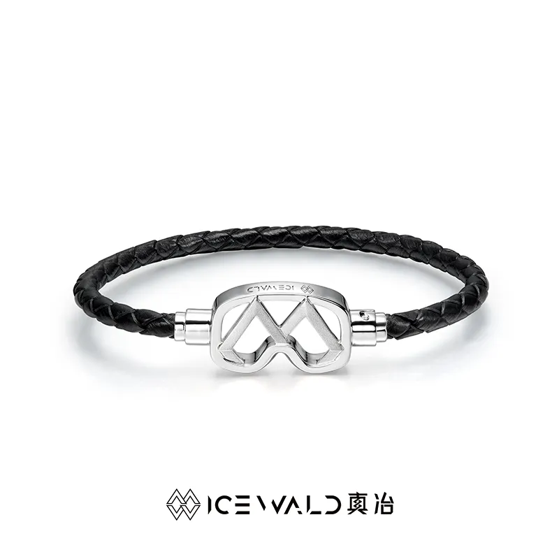 ICEWALD 925 Sterling Silver Gold-Plated Cow Leather Bracelets Unisex Silver-2