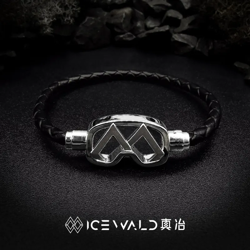 ICEWALD 925 Sterling Silver Gold-Plated Cow Leather Bracelets Unisex Silver-4