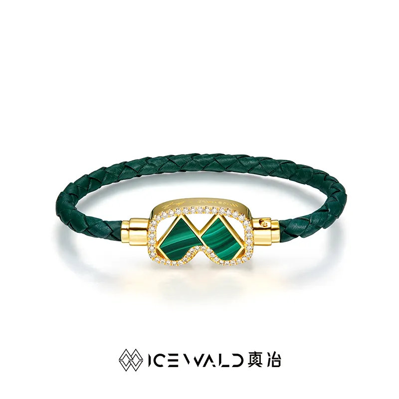ICEWALD Malachite 925 Sterling Silver 18K Gold Plated Bracelets Women's Green-2