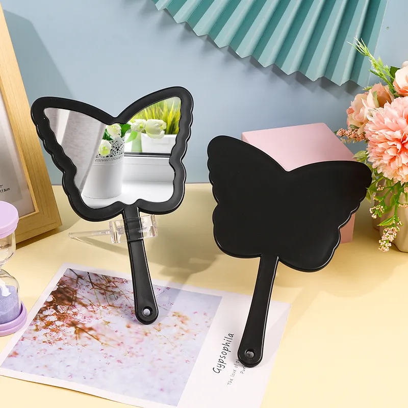 JOYTOUR Butterfly Shaped Handheld Mirror Pocket Mirror HD Plastic Controller Make up Tools-1