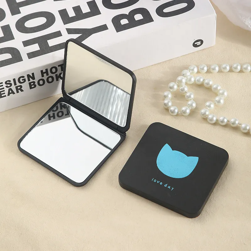 JOYTOUR Black Gold Stamped Foldable Mini Portable Double Sided Magnifier Makeup Mirror-3