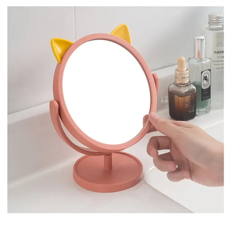 JOYTOUR Portable Standing Kitten Round Mirror Dressing & Grooming-4