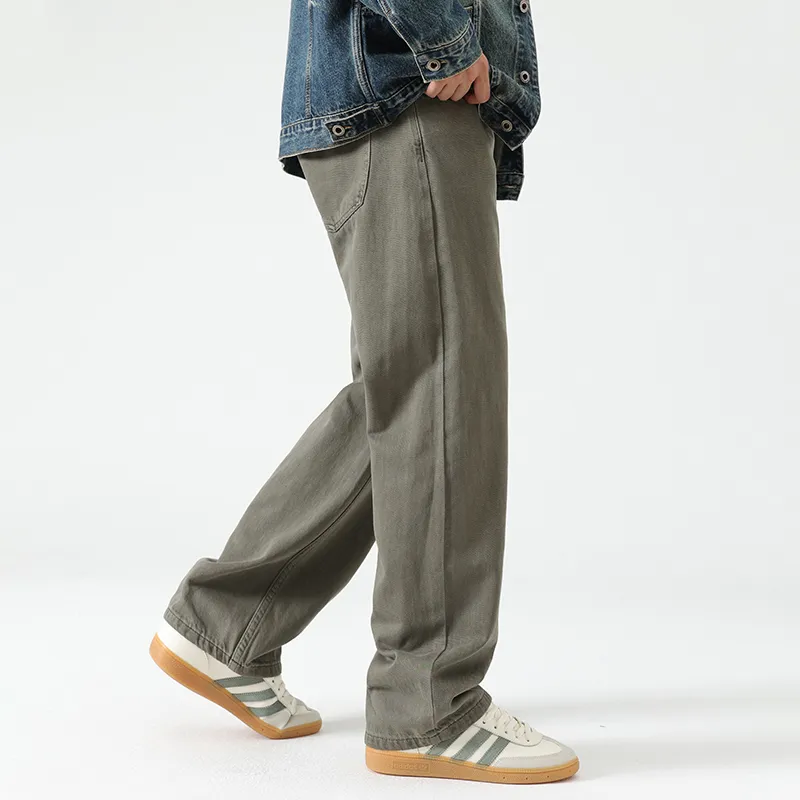 LANGWEIZHE Basic Versatile Fashion Draping Pants Loose Trendy Solid Color Casual Pants Unisex-33