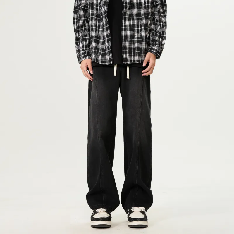 LANGWEIZHE Jeans Unisex Black Gray Color-2