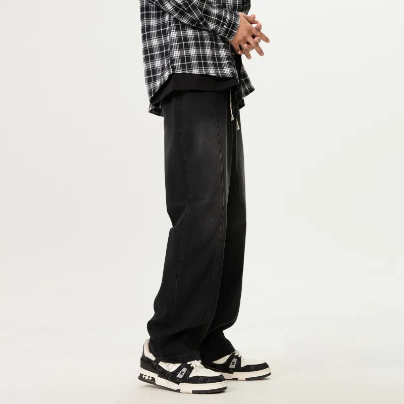 LANGWEIZHE Jeans Unisex Black Gray Color-5
