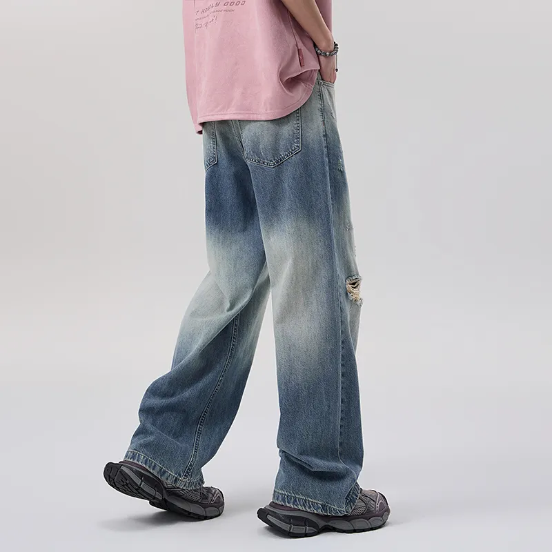 LANGWEIZHE Hip Hop Street Style Distressed Loose Fit Straight Fit Basic Casual Pants Unisex-13