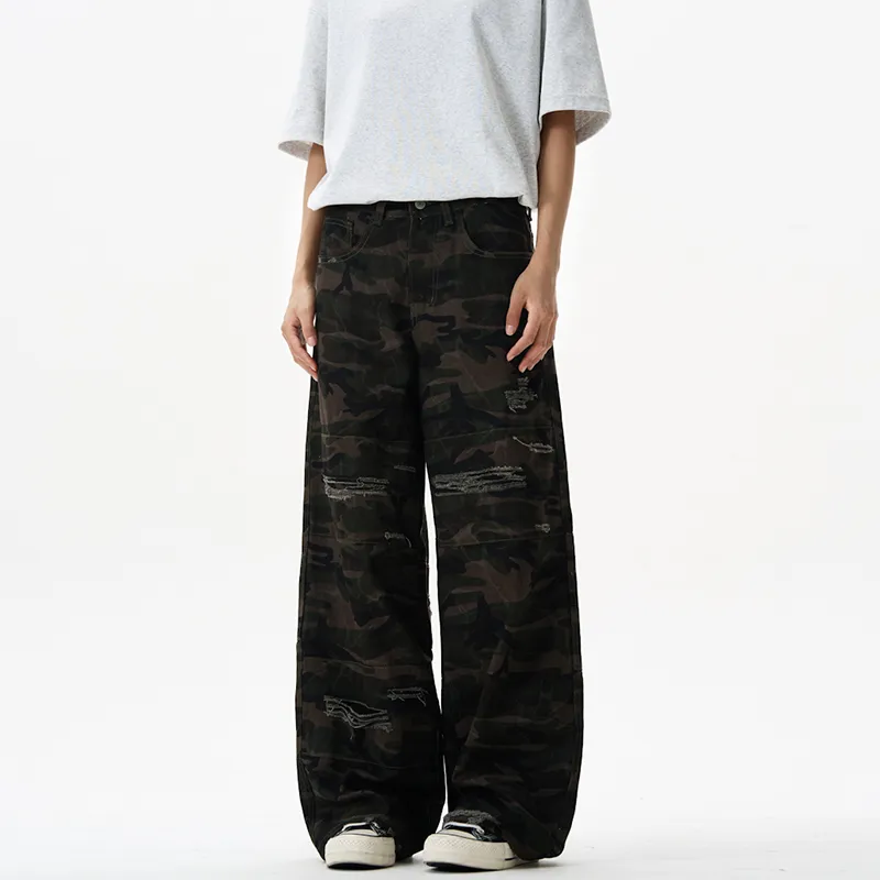 LANGWEIZHE Loose Fit Straight Fit Trendy Fashion Design Premium Camouflage Casual Pants Unisex-10