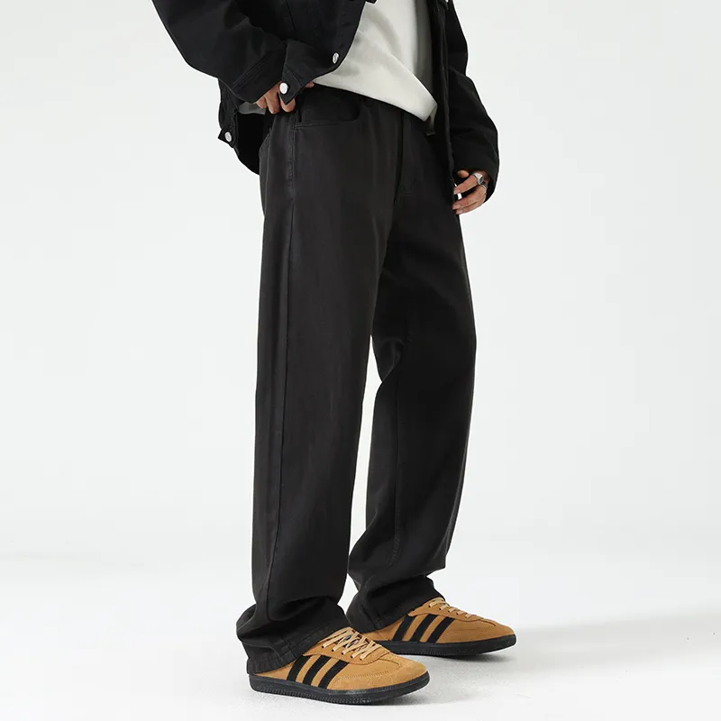 LANGWEIZHE Basic Versatile Fashion Draping Pants Loose Trendy Solid Color Casual Pants Unisex-10