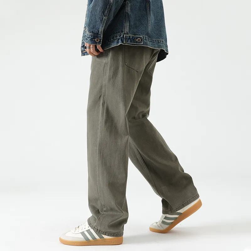 LANGWEIZHE Basic Versatile Fashion Draping Pants Loose Trendy Solid Color Casual Pants Unisex-32