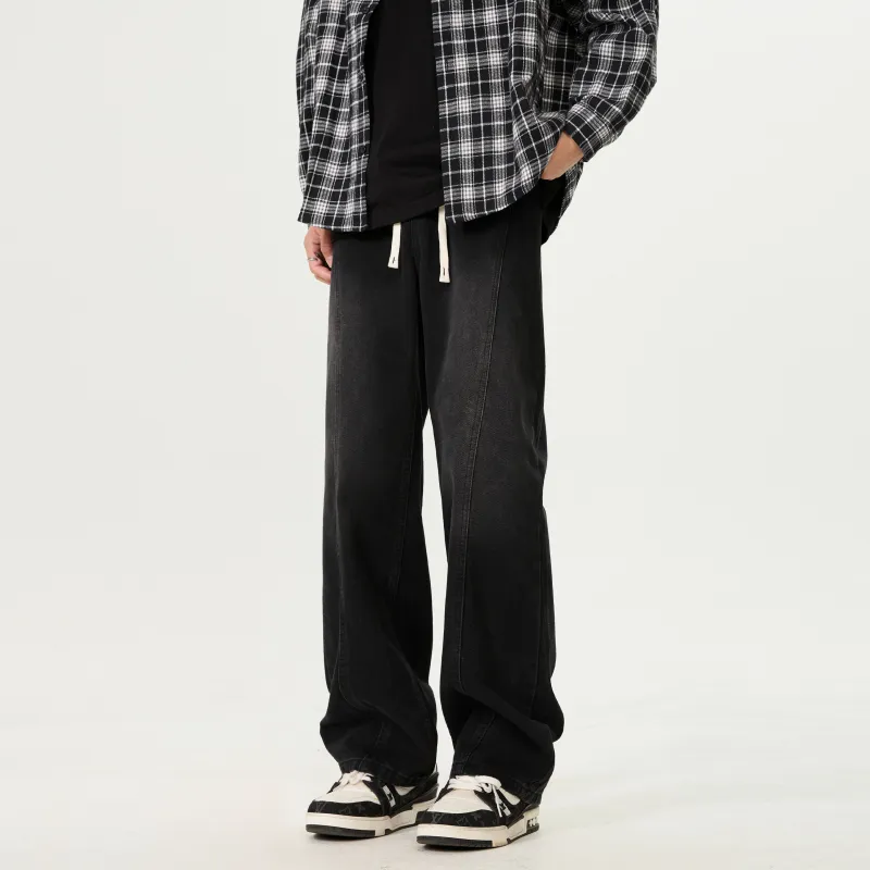 LANGWEIZHE Jeans Unisex Black Gray Color-3