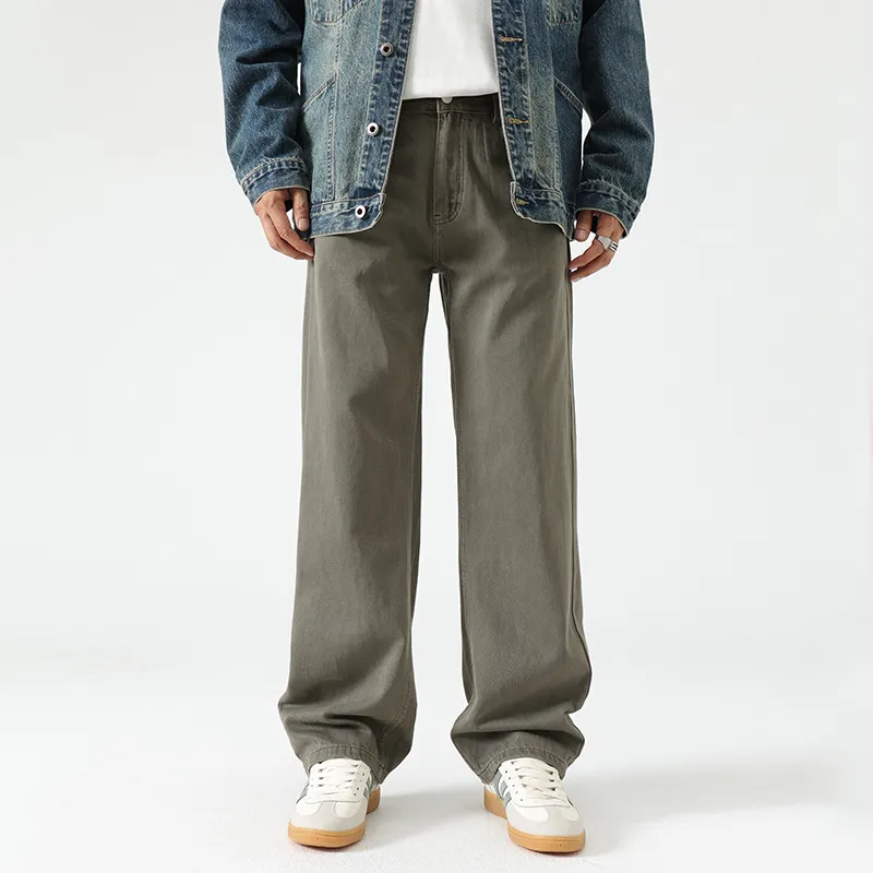LANGWEIZHE Basic Versatile Fashion Draping Pants Loose Trendy Solid Color Casual Pants Unisex-30