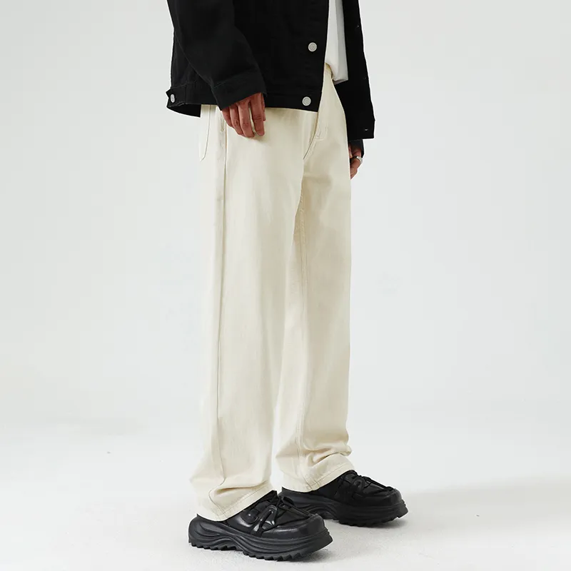 LANGWEIZHE Basic Versatile Fashion Draping Pants Loose Trendy Solid Color Casual Pants Unisex-5