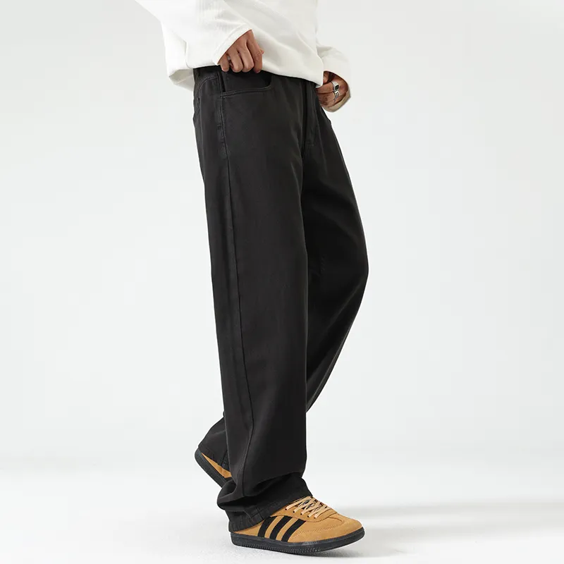 LANGWEIZHE Basic Versatile Fashion Draping Pants Loose Trendy Solid Color Casual Pants Unisex-12