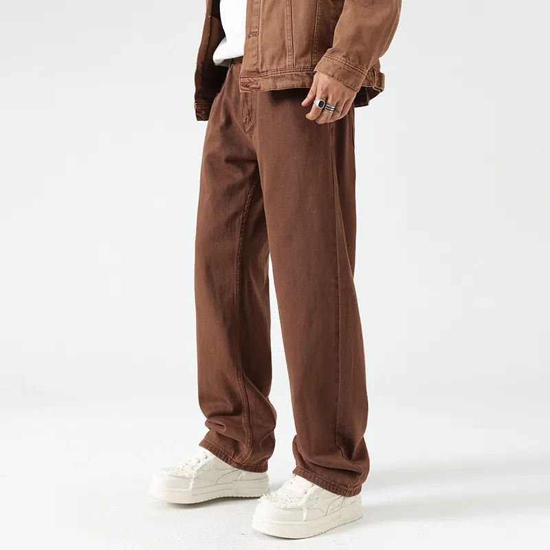 LANGWEIZHE Basic Versatile Fashion Draping Pants Loose Trendy Solid Color Casual Pants Unisex-24