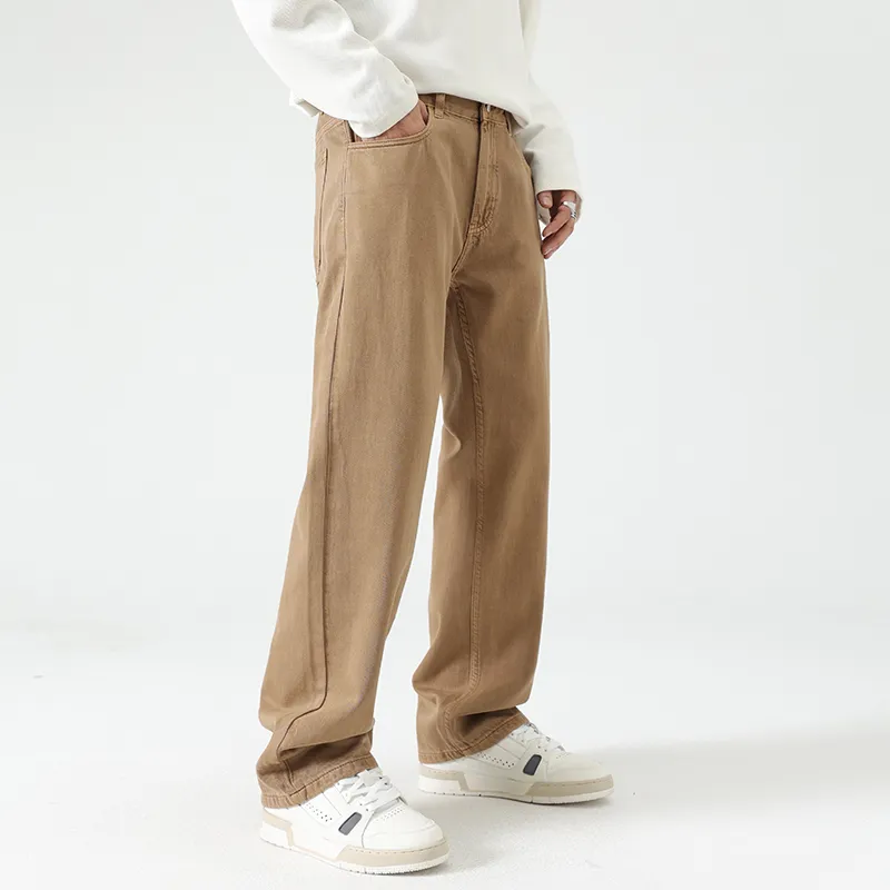 LANGWEIZHE Basic Versatile Fashion Draping Pants Loose Trendy Solid Color Casual Pants Unisex-18