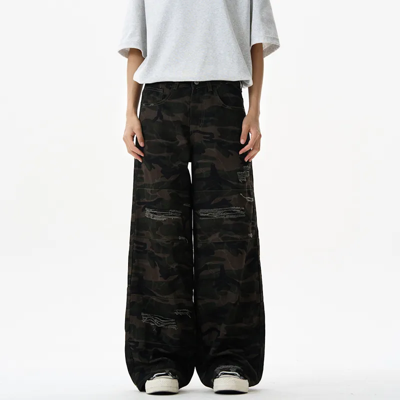 LANGWEIZHE Loose Fit Straight Fit Trendy Fashion Design Premium Camouflage Casual Pants Unisex-9