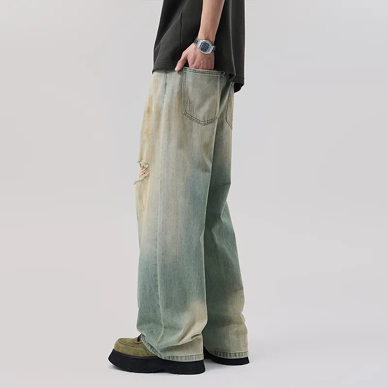 LANGWEIZHE Hip Hop Street Style Distressed Loose Fit Straight Fit Basic Casual Pants Unisex-18