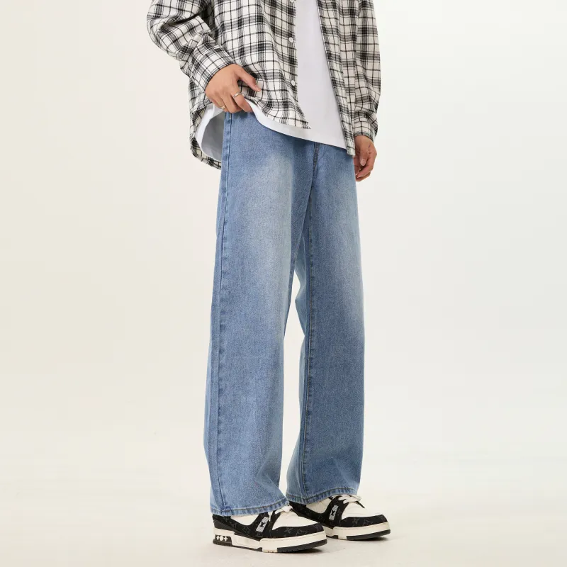 LANGWEIZHE Jeans Unisex Classic Blue-4