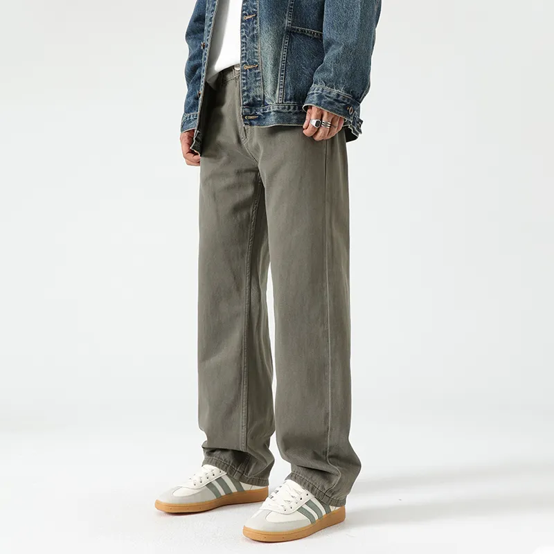 LANGWEIZHE Basic Versatile Fashion Draping Pants Loose Trendy Solid Color Casual Pants Unisex-31
