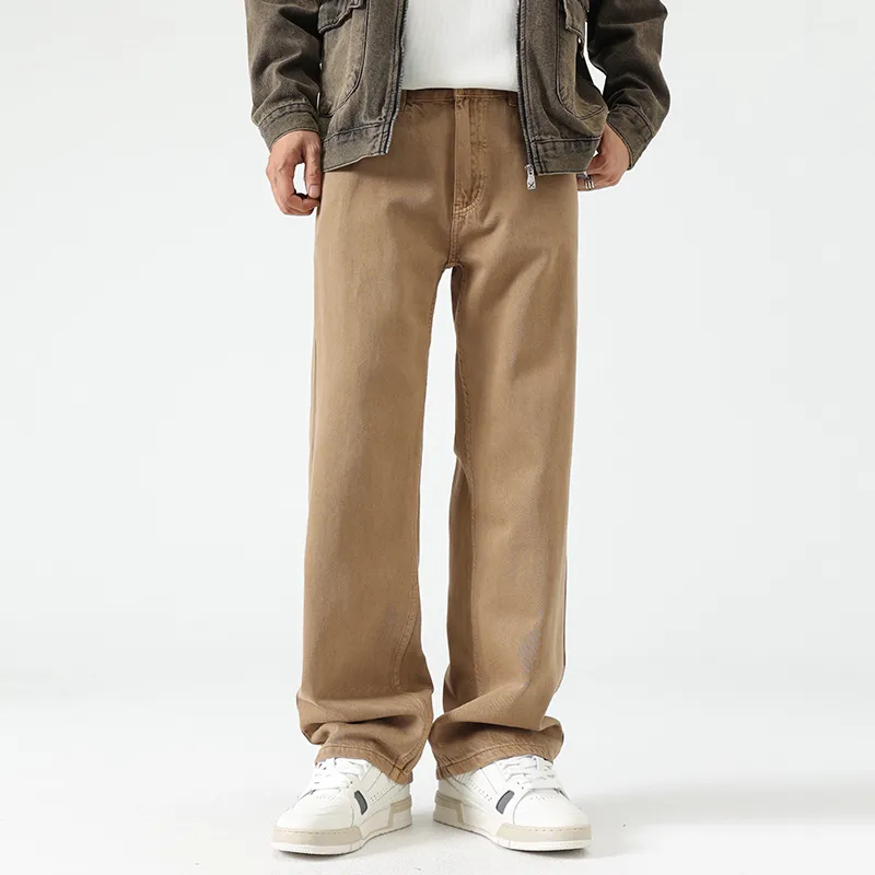 LANGWEIZHE Basic Versatile Fashion Draping Pants Loose Trendy Solid Color Casual Pants Unisex-16