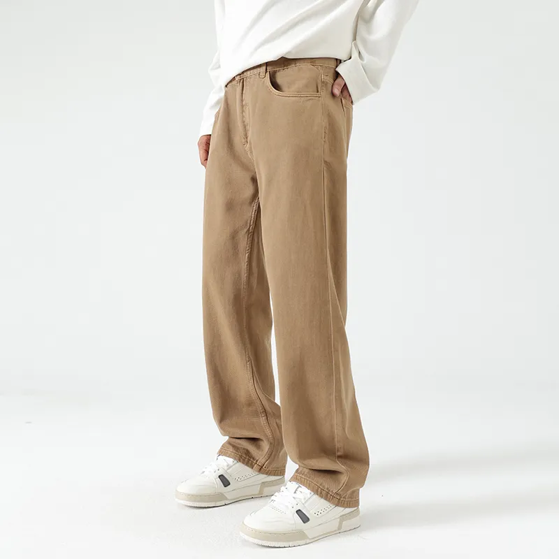 LANGWEIZHE Basic Versatile Fashion Draping Pants Loose Trendy Solid Color Casual Pants Unisex-19