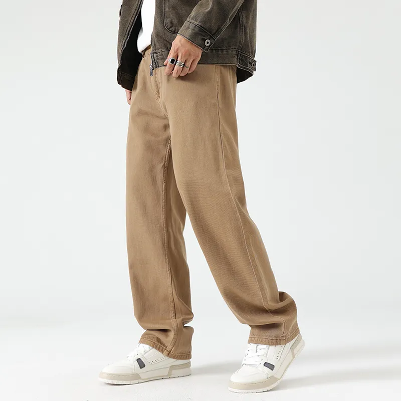 LANGWEIZHE Basic Versatile Fashion Draping Pants Loose Trendy Solid Color Casual Pants Unisex-17