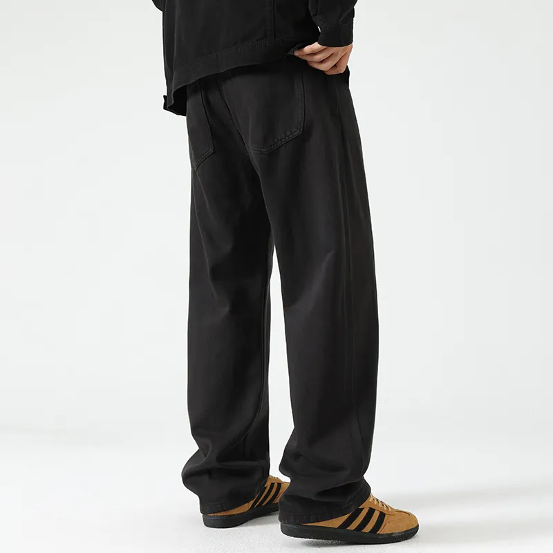 LANGWEIZHE Basic Versatile Fashion Draping Pants Loose Trendy Solid Color Casual Pants Unisex-13