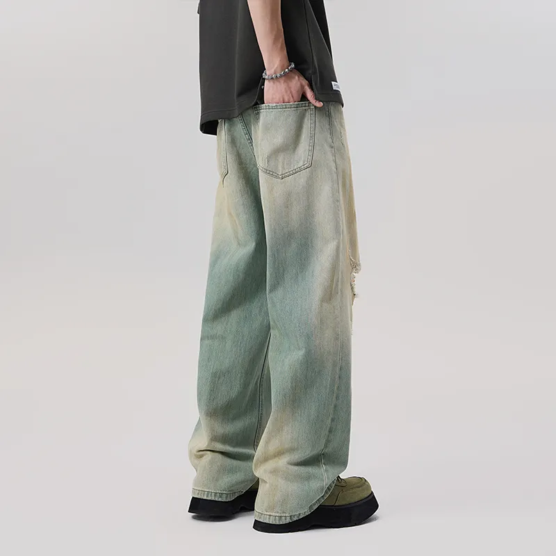 LANGWEIZHE Hip Hop Street Style Distressed Loose Fit Straight Fit Basic Casual Pants Unisex-20
